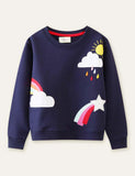 Unisex Rainbow Appliqué Raindrop Embroidered Sweatshirt - Mini Berni