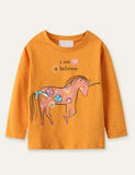 Unisex Unicorn Polka Dot Printed Long-Sleeved T-shirt - Mini Berni