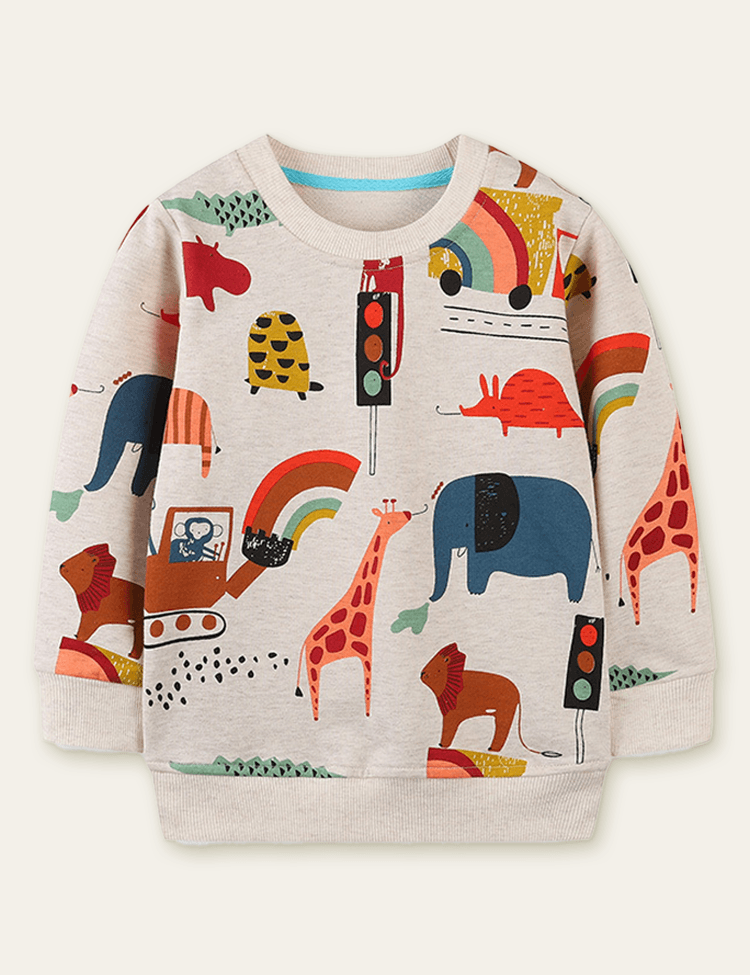 Animal Printed Long Sleeve Sweatshirt - Mini Berni