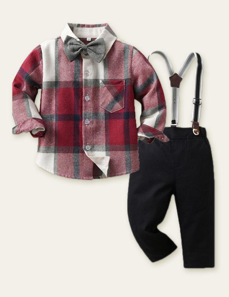 Bow Tie Gentleman Plaid Shirt Party Set - Mini Berni