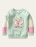 Butterfly Flower Striped Sweater - Mini Berni