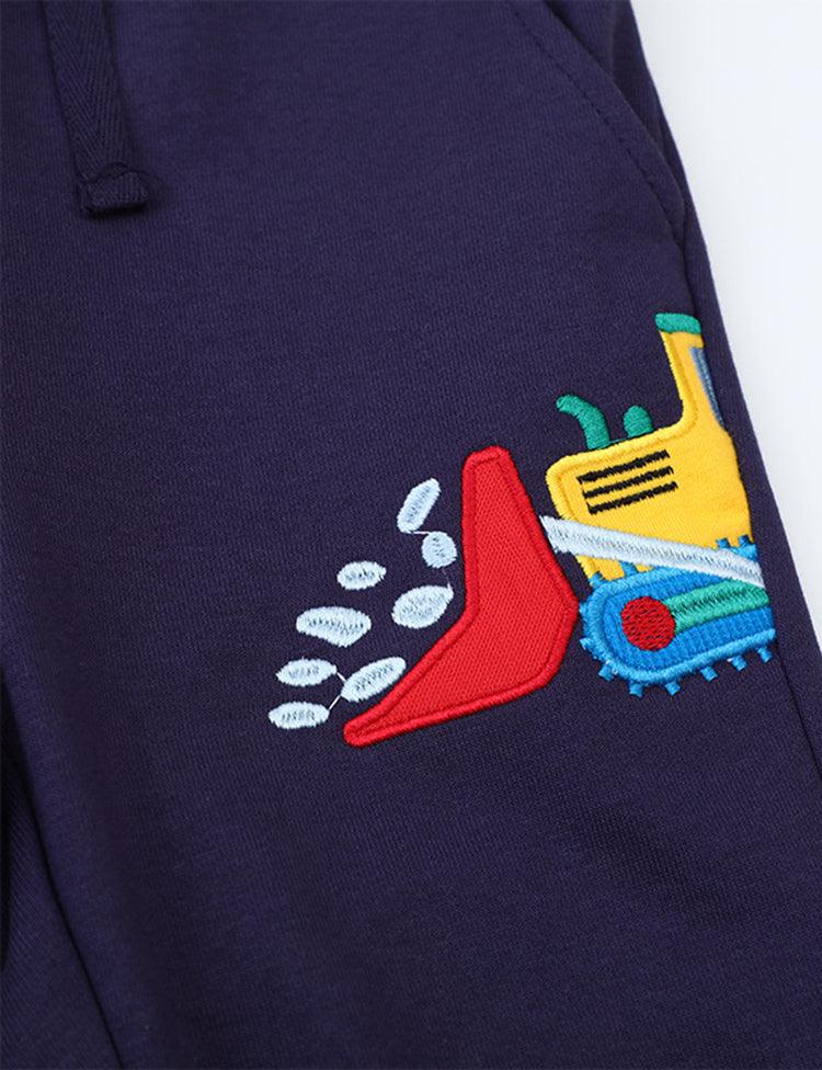 Cartoon Excavator Embroidery Sweatpants - Mini Berni
