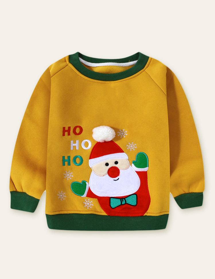 Christmas Elk Animal Appliqué Embroidered Sweatshirt - Mini Berni