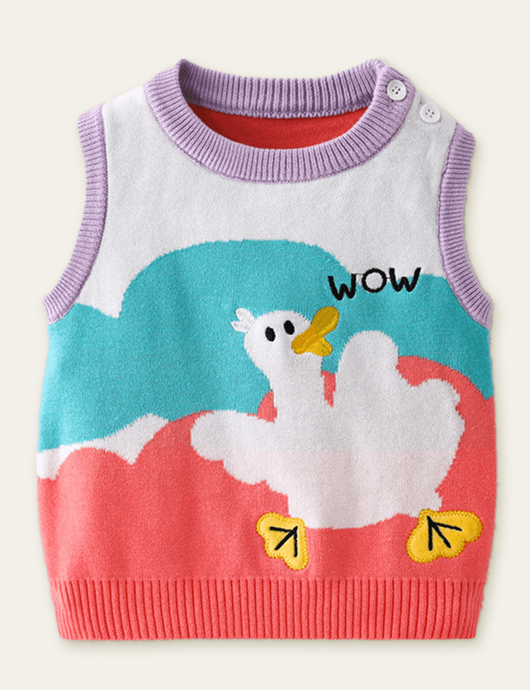 Cute Duck Appliqué Sweater Vest - Mini Berni