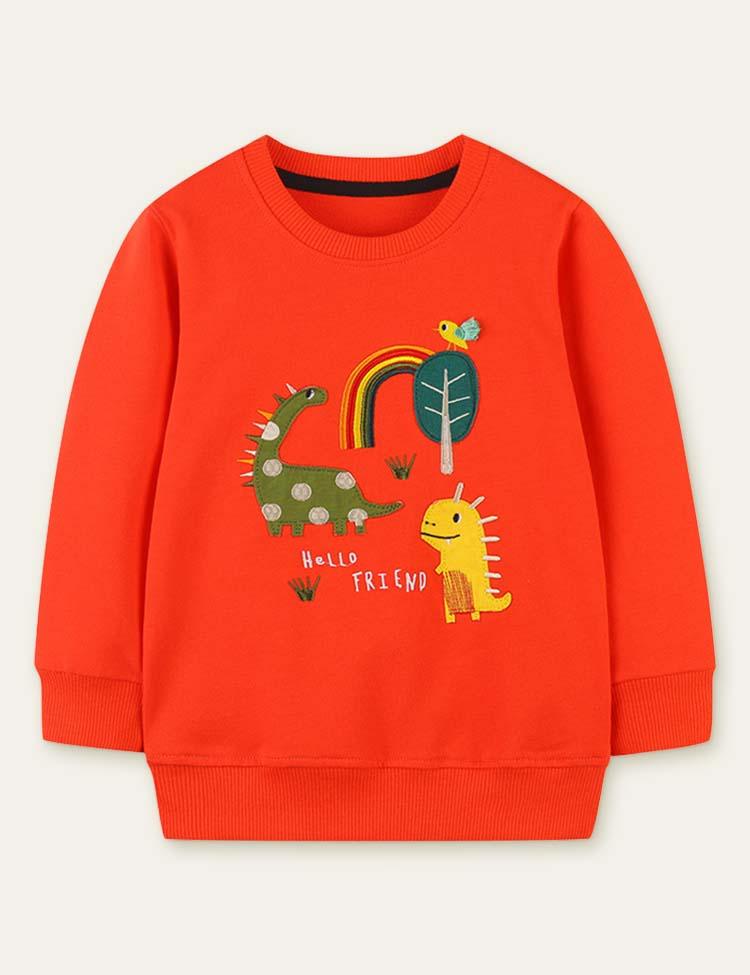 Dinosaur Embroidered Appliqué Rainbow Sweatshirt - Mini Berni