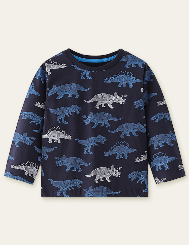 Dinosaur Printed Long-Sleeved T-shirt - Mini Berni