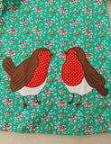 Floral Printed Bird Appliqué Dress - Mini Berni