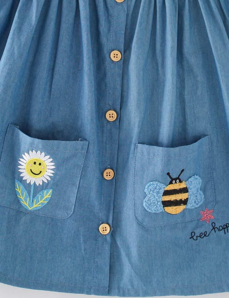 Flower Bee Embroidered Dress - Mini Berni