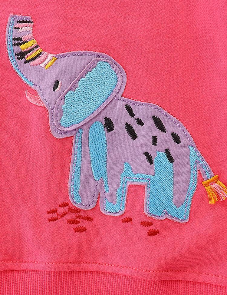 Flower Embroidered Elephant Appliqué Sweatshirt - Mini Berni