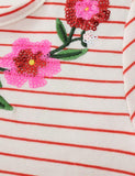 Flower Embroidered Long Sleeve Dress - Mini Berni