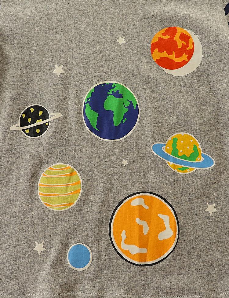 Glowing Space Astronaut Printed Long Sleeve T-shirt - Mini Berni