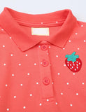 Strawberry Embroidered Polka Dot Long Sleeve Dress - Mini Berni