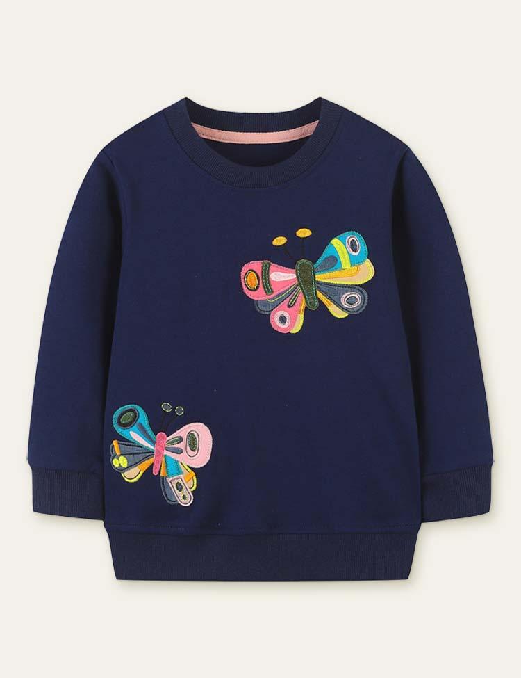 Two Butterflies Embroidered Sweatshirts - Mini Berni