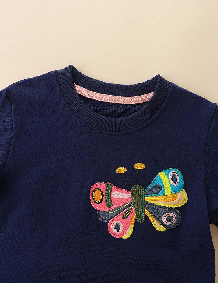 Two Butterflies Embroidered Sweatshirts - Mini Berni