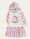 Unicorn Printed Hooded Dress - Mini Berni