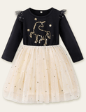 Unicorn Sequined Embroidered Mesh Dress - Mini Berni