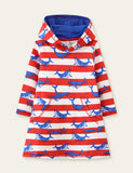 Whale Printed Striped Hooded Dress - Mini Berni